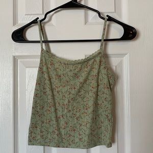 Small sage green floral cami crop top